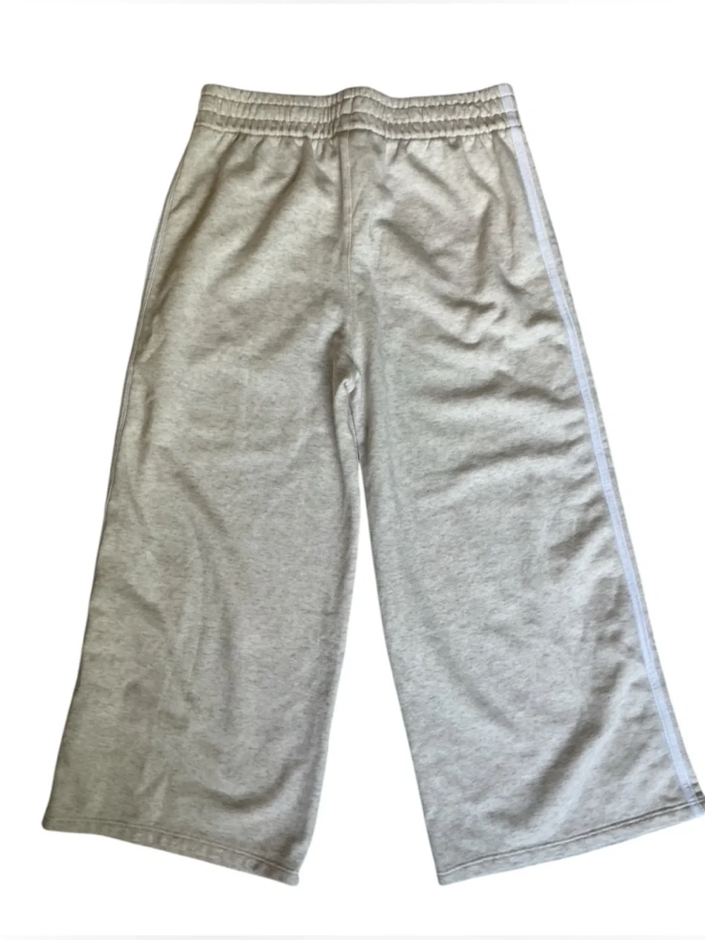 adidas Kids Light Gray Wide-Leg Sweatpants with White Stripes